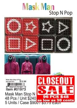 Mask Man Stop N Pop - Closeout 96 Pcs.